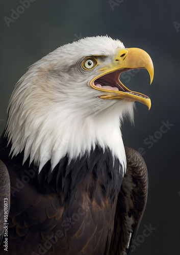 calling bald american eagle closeup portrait