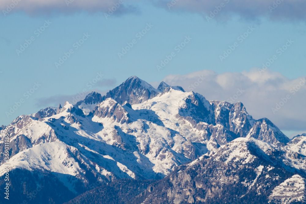 Asta peak view. High mountain in italian alps.