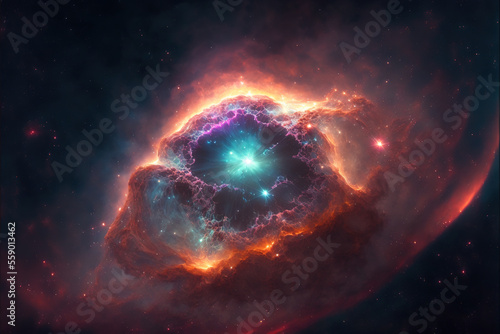 Supernova Galaxy 8k hype realistic. spiral galaxy in space background. background of supernova nebula and stars  glowing mysterious universe. Space texture illustration. Generative ai