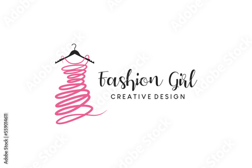 Creative abstract woman beauty fashion dress logo design