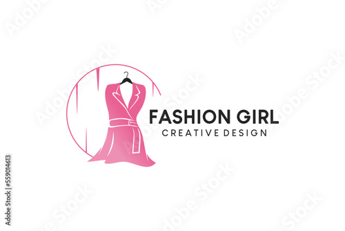 Woman fashion dress logo design and beauty lifestyle