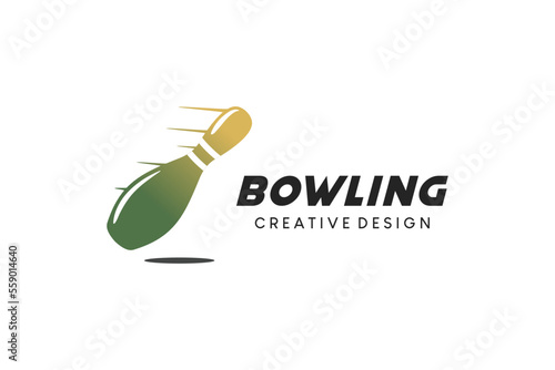 Bowling icon logo design, bowling pin vector illustration