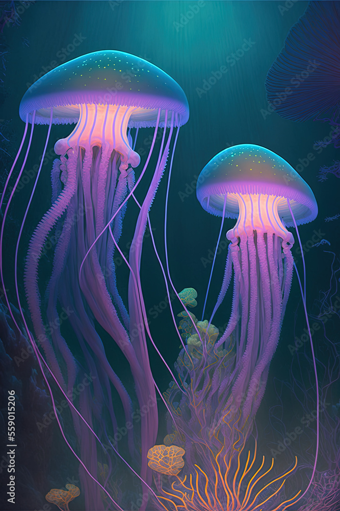 jellyfish, underwater , Generative AI jellyfish, underwater , Generative AI