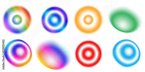 Set design element circle. Isolated bold vector colors golden ring from. Abstract glow many glittering swirl created using Blend Tool. Vector illustration EPS 10 art deco style for wedding invitation