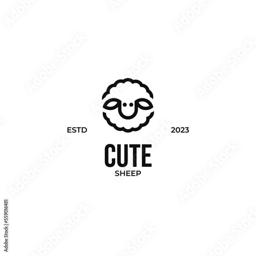 Vector cute sheep logo design vector illustration