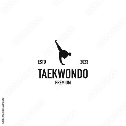 Taekwondo martial logo design vector illustration