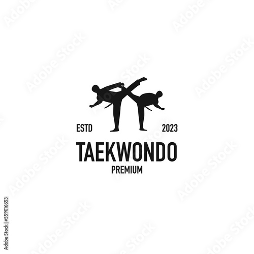 Taekwondo martial logo design vector illustration
