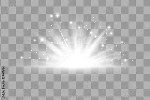 Glowing White Light effect. Vector illustration