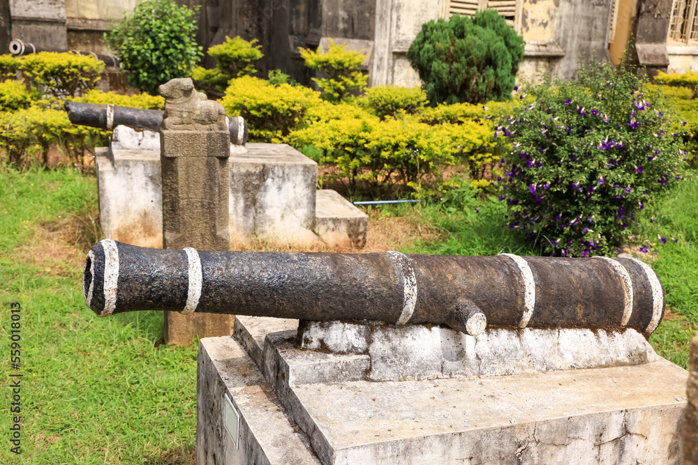 Cannon is at display in Madikeri fort in Coorg, india.