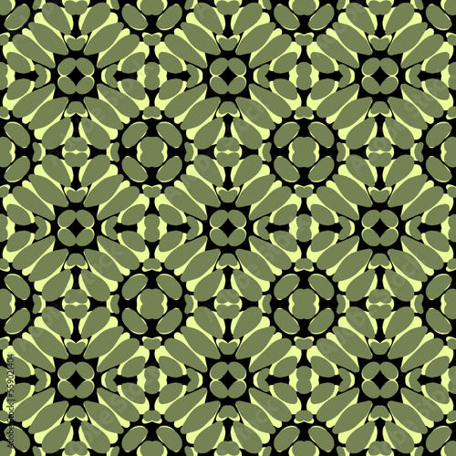 Wallpaper Mural seamless pattern with abstract flowers and ornaments of light green color on a dark background, vector tile Torontodigital.ca