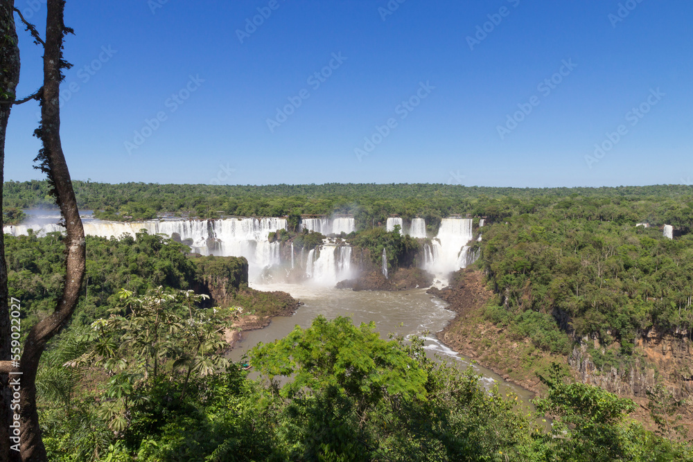 Iguazu Falls - waterfalls of the Iguazu River panoramic view from Brazil. Iguazu Falls - waterfalls of the Iguazu River panoramic view from Brazil.