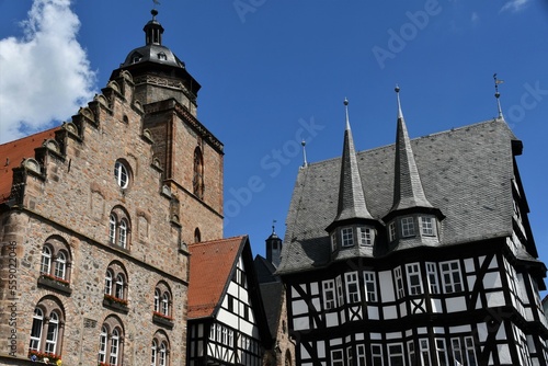 Weinhaus, Kirchturm und Altes Rathaus in Alsfeld
