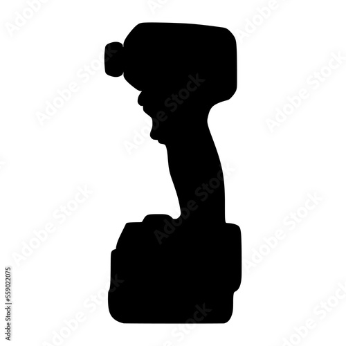 Silhouette of impact driver vector illustration. Modern hand electric drill with battery or cordless multifunction drill and screwdriver, in trendy flat icon style. Editable eps file.