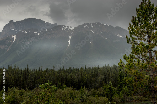 Rain settles over Silverthorn Creek Banff National Park Alberta Canada photo