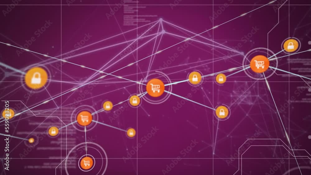 Animation of connected icons and programming language and connected dots forming shapes Animation of connected icons and programming language and connected dots forming shapes