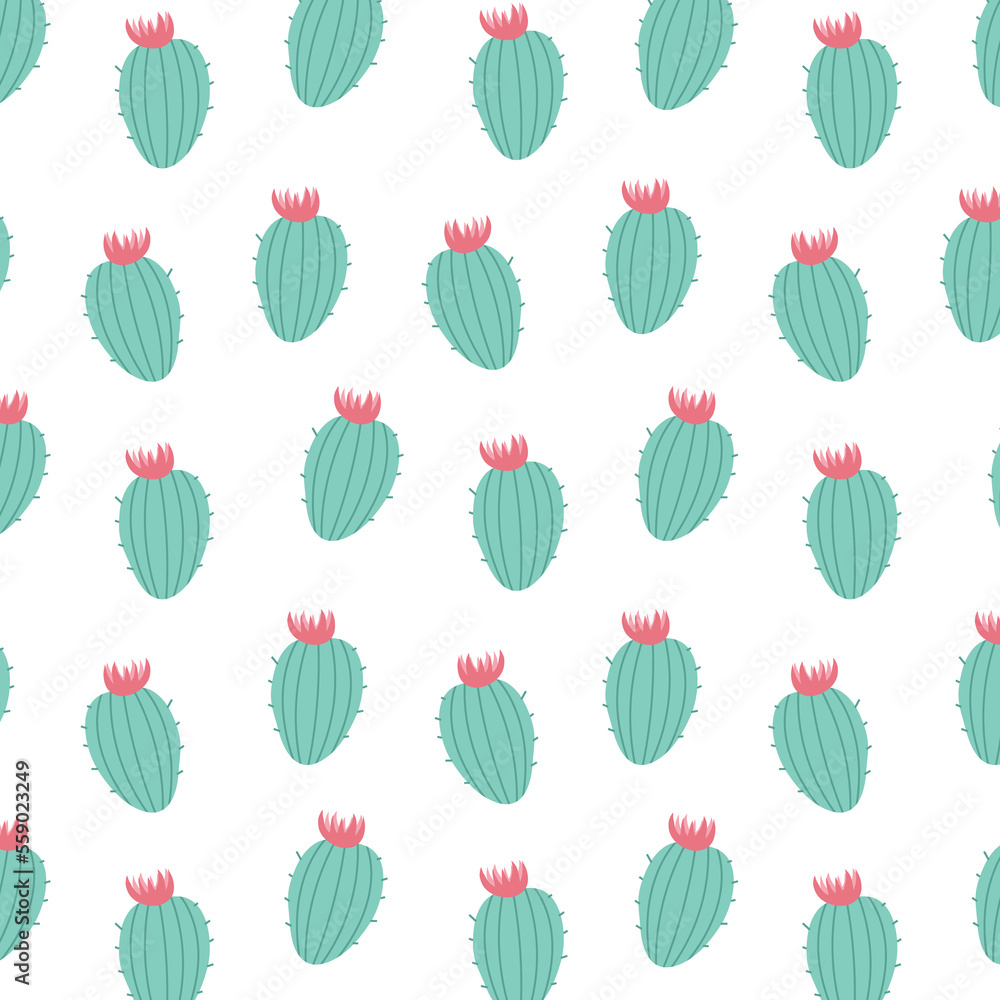 Cute Green Cactus Plant Allover Seamless Pattern Design Artwork Cute Green Cactus Plant Allover Seamless Pattern Design Artwork