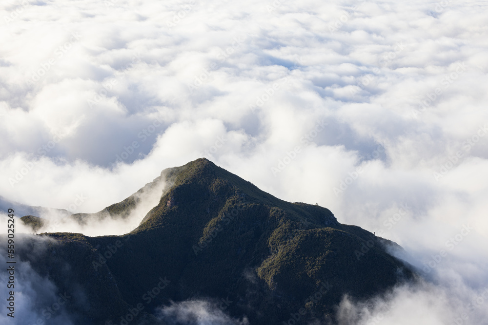 Great view of a sea of ​​clouds from the top of Pico Ruivo.