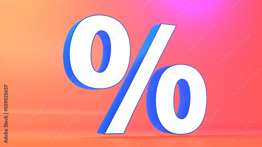 Percent icon 3d white blue orange 3d rendering. Percent icon 3d white blue orange 3d rendering.