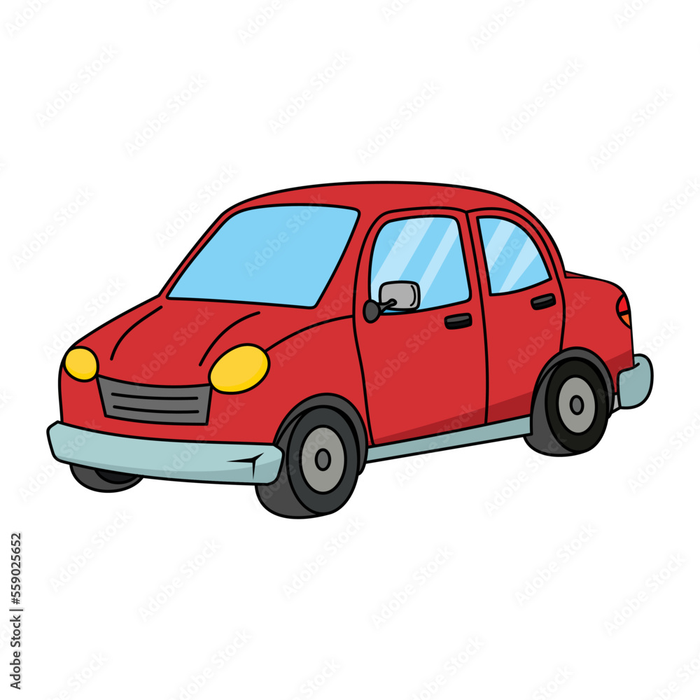 Car vector illustration. Classic red car. cartoon transportation.