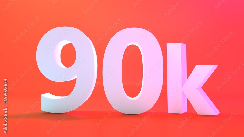 90K Followers. Achievement in 90K followers. 90 000 followers background. Congratulating networking thanks, net friends abstract image, customers. 3d rendering. Isolated like and thumbs. Web banner. 90K Followers. Achievement in 90K followers. 90 000 followers background. Congratulating networking thanks, net friends abstract image, customers. 3d rendering. Isolated like and thumbs. Web banner.