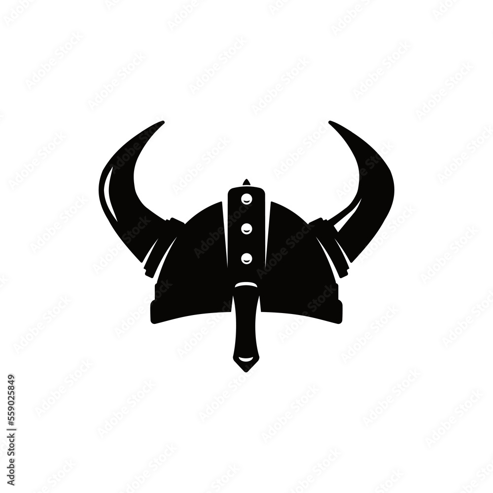 Fototapeta premium Old Viking Helmet - vector Icon illustration silhouette