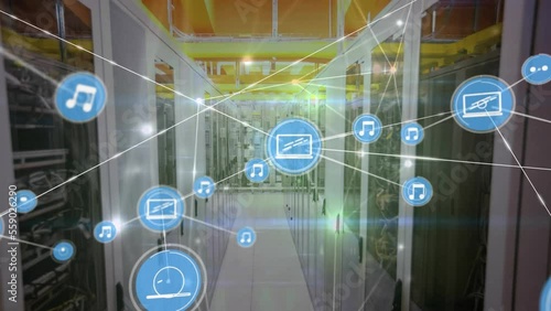 Wallpaper Mural Animation of network of connections and data processing over computer servers Torontodigital.ca