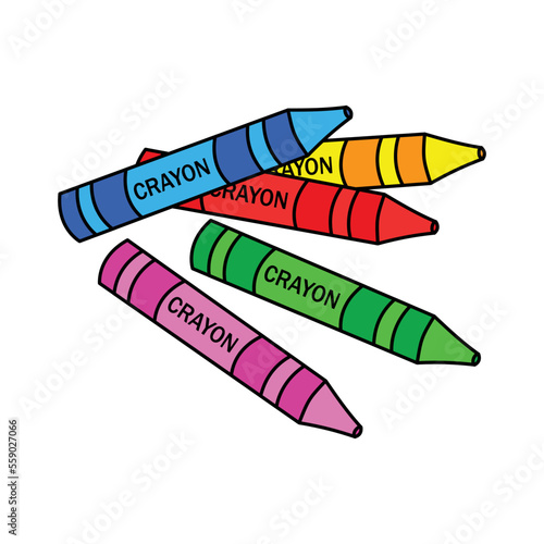 crayon vector illustration. Cartoon coloring crayons. Crayons hand draw isolated.