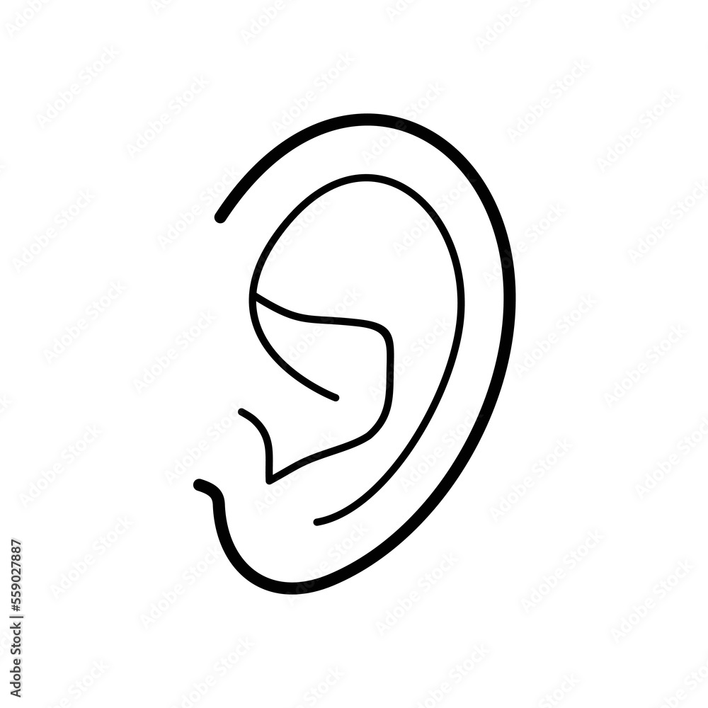 Ear vector illustration. Cartoon ear. Ear hand draw isolated. Ear vector illustration. Cartoon ear. Ear hand draw isolated.