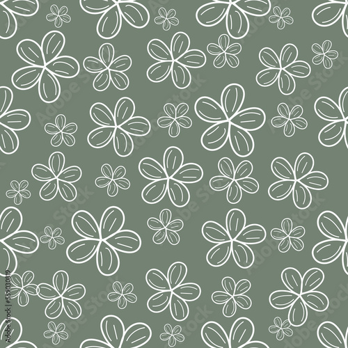 Floral seamless pattern. Pretty pattern in small flowers. Small white flowers. Hand drawn flowers background. vector illustration