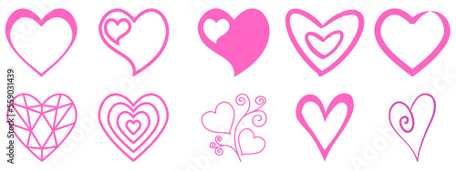 Collection of heart on transparent background. for valentines day decoration. valentines day gift icon. set of heart icon.
