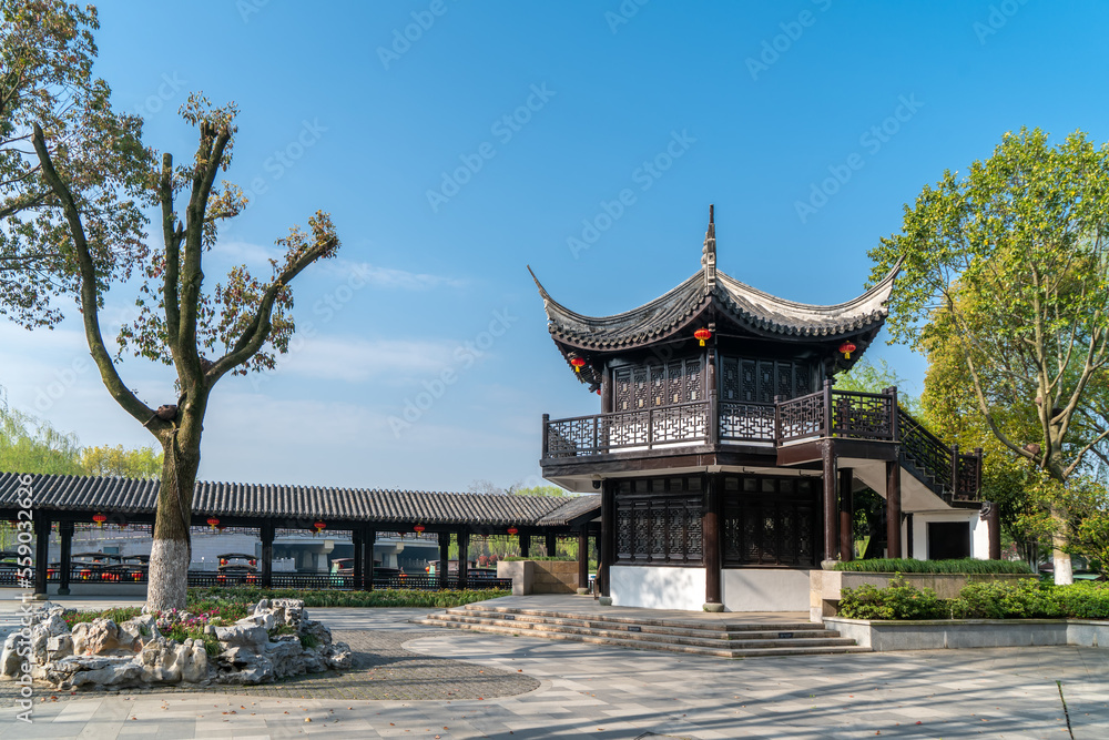 Ancient architectural landscape of Nanhu Park, Jiangsu