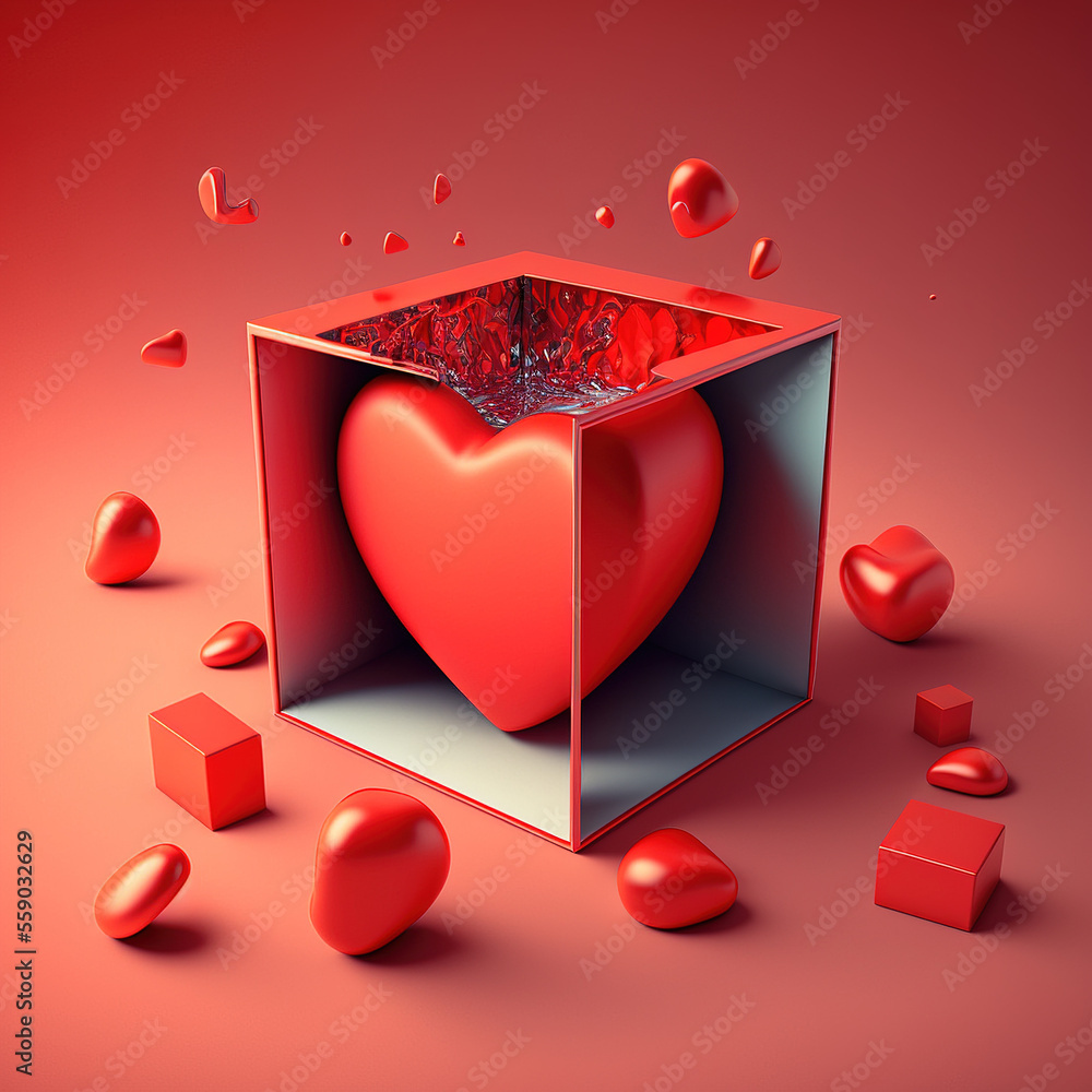 Valentine's day heart in frame. generative ai