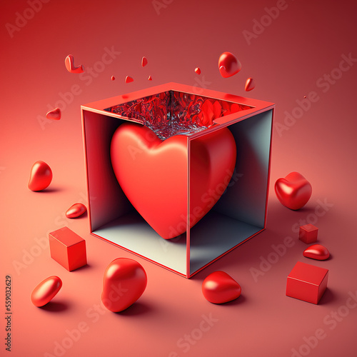 Obraz na płótnie Valentine's day heart in frame. generative ai w salonie