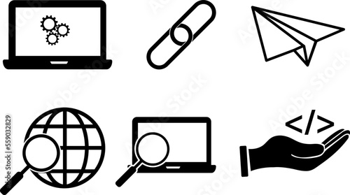 Search Engine Optimization - SEO - thin line icon collection on white background - vector illustration.eps