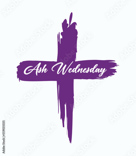 cross with text inside, flat vector modern illustration