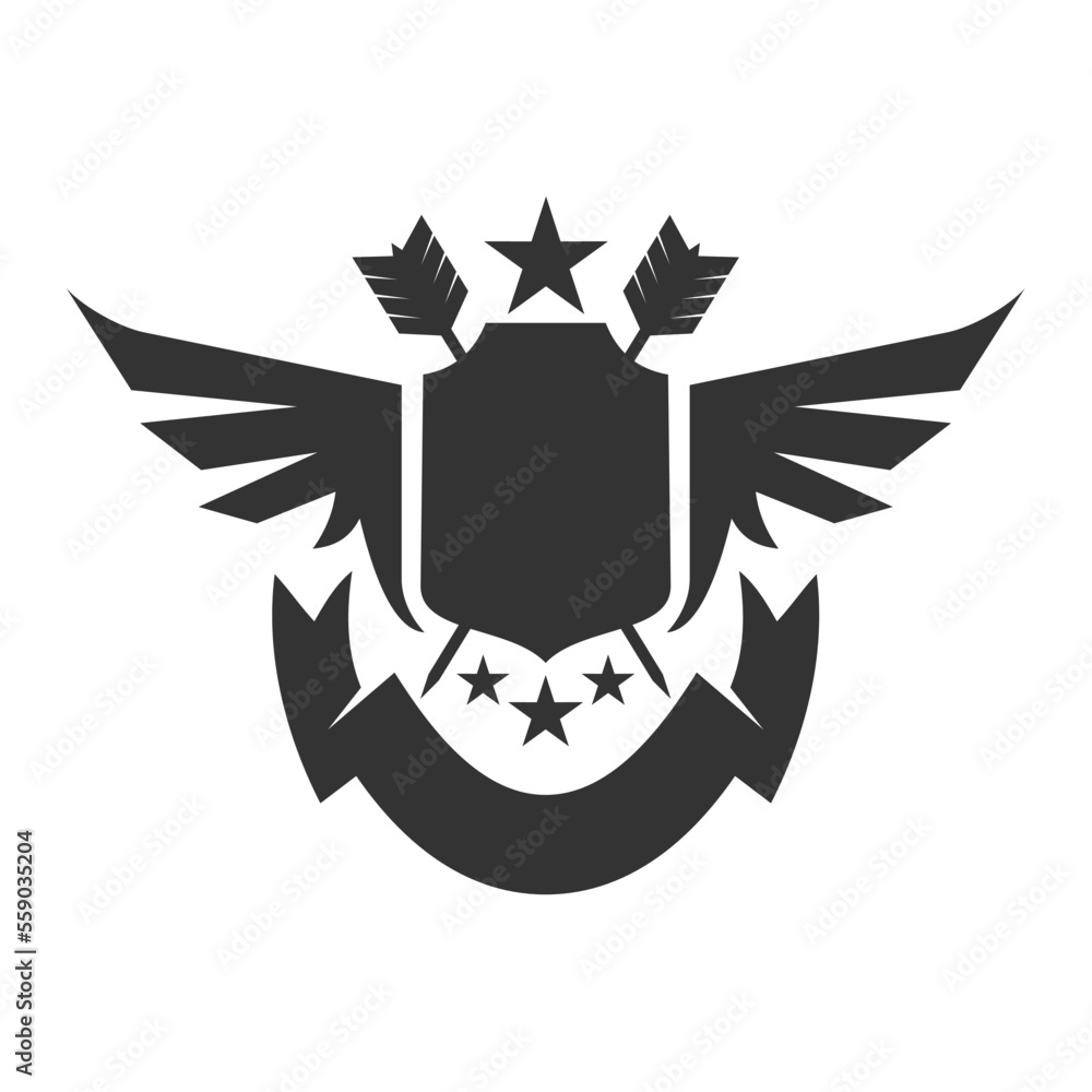 emblem blank wing shield ribbon logo template Icon Illustration Brand Identity emblem blank wing shield ribbon logo template Icon Illustration Brand Identity
