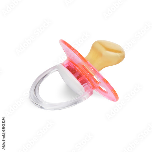 New pink baby pacifier isolated on white