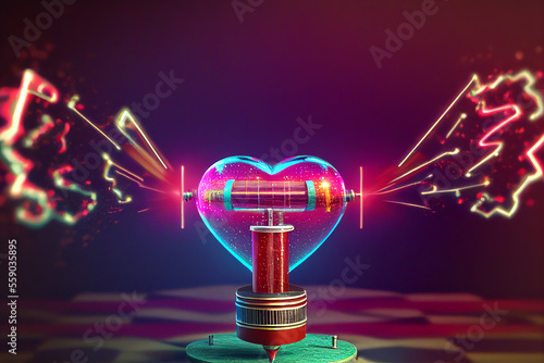 Electric Heart, Sparks, Heart, Love, Valentine, Valentine's Day, Generative AI