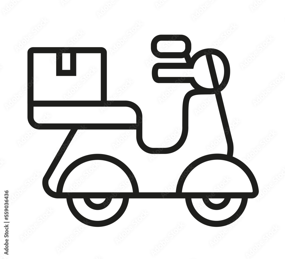 scooter delivery icon, delivery vector icon, delivery symbol, linear, editable stroke, easy