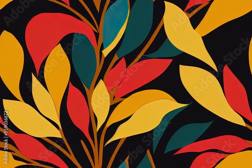 colorful leaves wall art, invitations, greeting cards. Generative AI