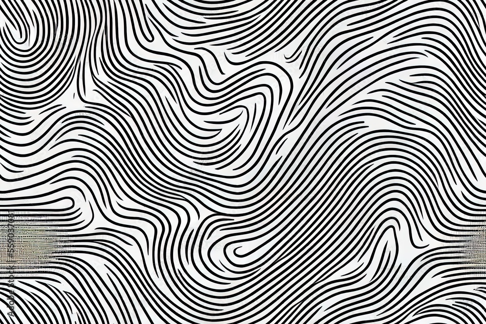 Smooth labyrinth lines in black and white, both in and in actuality. A Biologically Inspired Abstract History Generative AI