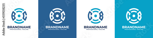 Letter BC or CB Global Technology Monogram Logo, suitable for any business with BC or CB initials.