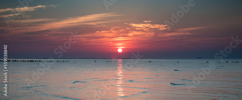 sunset over the wadden sea