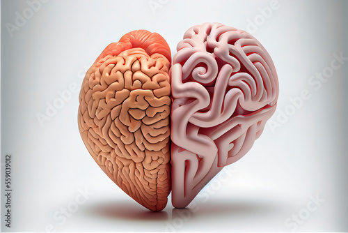 a brain in the shape of a heart on a white background