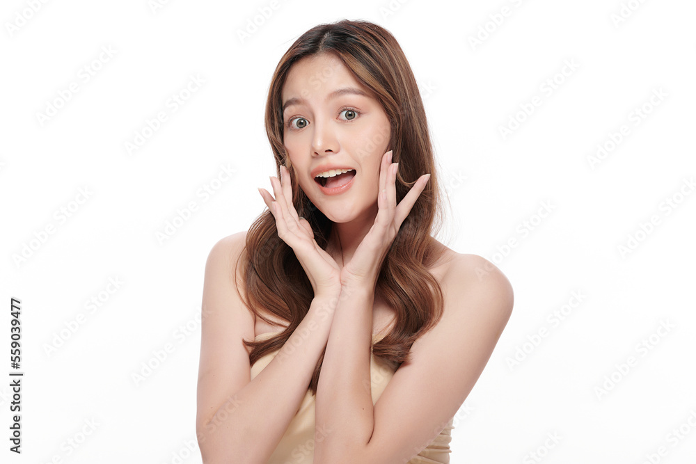 Beautiful young asian woman with clean fresh skin on white background, Face care, Facial treatment, Cosmetology, beauty and spa, Asian women portrait. Beautiful young asian woman with clean fresh skin on white background, Face care, Facial treatment, Cosmetology, beauty and spa, Asian women portrait.