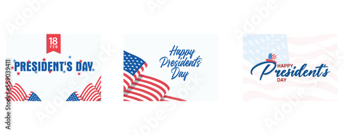 Typography of President's Day decorated with stars, Happy Presidents Day celebrate banner, Happy President's day design background with uncle Sam hat, set flat vector modern illustration