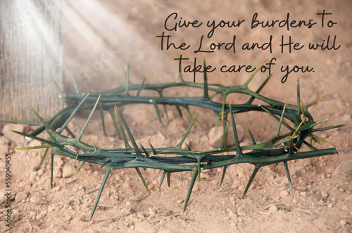 Fototapeta Bible verse quote - Give your burden to the Lord and he will take care of you