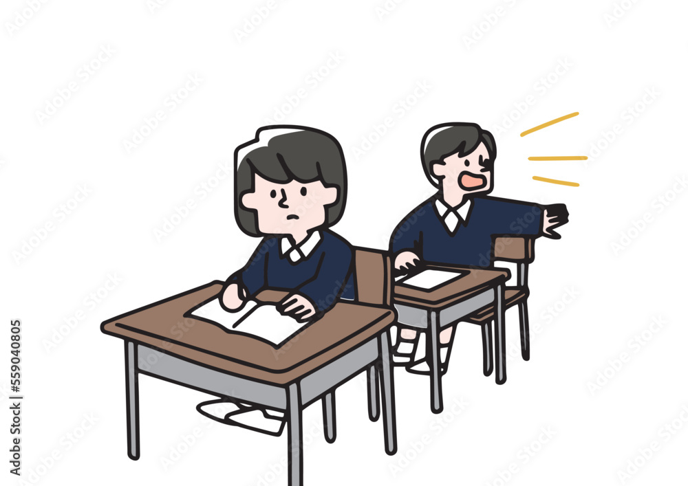 授業中に騒ぐ児童がいる様子のイラスト 授業中に騒ぐ児童がいる様子のイラスト