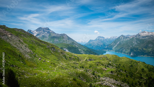 View over Lake Sils in Engadin Switzerland - travel photography © 4kclips