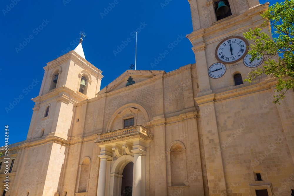 Facade of Valletta Cathedral in Malta